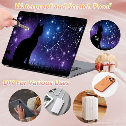 Laptop Skin Sticker Decal 12" 13" 13.3" 14" 15" 15.6",Waterproof Scratch Resistant Vinyl,Reusable Easy to Apply,for MacBook HP Dell Notebooks Netbooks Laptop,2 Wrist Pads,Cute Cat Glitter - color: Cute Cat Glitter