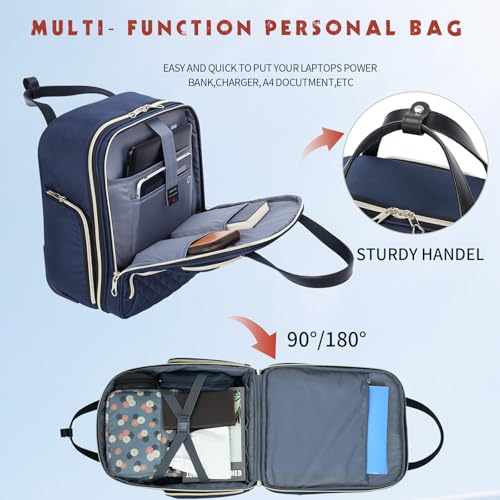 KROSER Carry On Underseat Multi-functional, 16-inch Underseater Lightweight Overnight Suitcase for Men Women, Navy/Gold - color: Navy/Gold