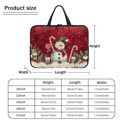 Christmas Red Snowman 10 Inch Laptop Sleeve Cover Computer Bag Tablet Carrying Case, Waterproof Tote Bags Notebook Sleeves Handbag for Travel/Business/School, Family & Friends Gift - color: Christmas Red Snowman, size: 10 Inch