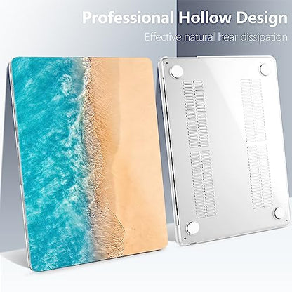 Batianda Case for MacBook Air 15" with M5 M4 M3 M2 Chip, Turquoise Shore | 4-in-1 Set with Turquoise Beach Aerial Design,Lightweight Slim Hard Shell Protection For Vacation Lovers and Coastal Dreamers - color: Beach
