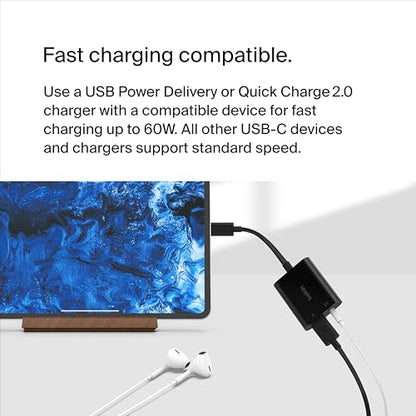 Belkin 20000mAh 30W USB-C Power Bank, Black | Fast charges iPhone, iPad, AirPods, Apple Watch, Galaxy S25, and laptops, USB-C Power Delivery, travel-friendly - color: Black, size: USB-C, style: 3.5MM AUX Audio + USB-C Charge