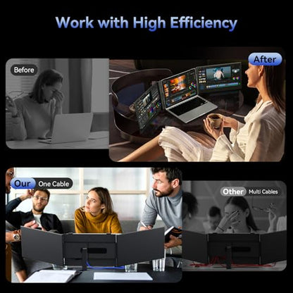 One Cable Connection Triple Laptop Screen Extender - Ultra Thin 14" Monitor IPS FHD 1080P Lightweight Portable Display for 13"-17" Laptops Compatible with Windows Mac Chrome Travel Work Setup - size: 14.3"