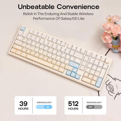 EPOMAKER Galaxy100 Lite QMK/VIA Gaming Keyboard with 8000mAh Battery | 1800 Aluminum Mechanical Keyboard with Numpad, USB-C/BT/2.4Ghz, Hot-Swap, Creamy Sound (Creamy White, Marble White Switch) - color: Creamy White, size: Marble White Switch