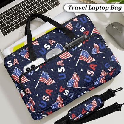 Laptop Sleeve, Laptop Cover with Adjustable Strap Computer Bag Tablet Notebook Sleeves Handbag Messenger Briefcase - color: American Flag