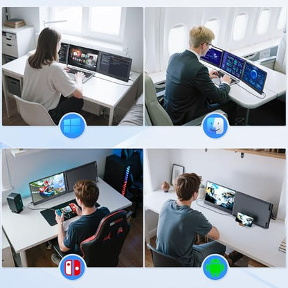 Laptop Screen Extender, 14.2" FHD 1080P Triple Portable Monitor for Laptop with Smart Adjustment Button, USB-C/HDMI Plug and Play Monitor Extender for Wins/Mac/Android/Switch, Fit 13-17" Laptops - size: 14.2" Triple Screen