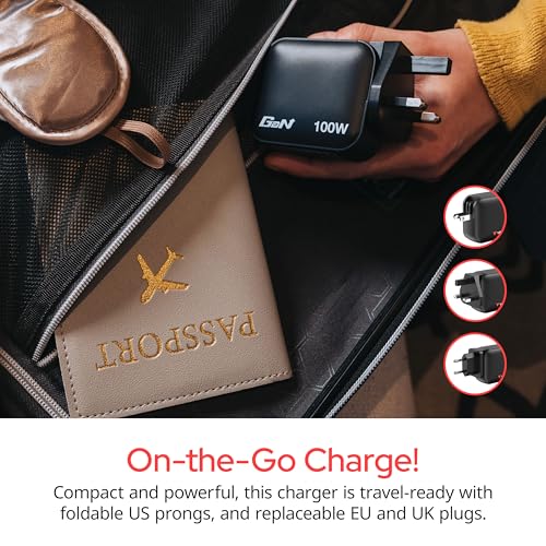Verbatim Mini GaN Wall Charger 100W 3 Port 2X USB-C Ports PD 3.0 (PPS) up to 100W 1x USB-A Port QC 3.0 up to 30W - size: 3 Ports, style: 100W