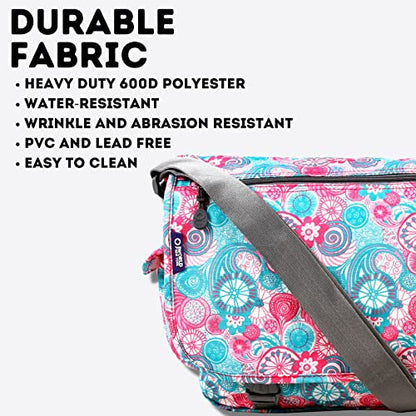 J World New York Terry Messenger Bag for Women Girls School Kids - color: Blue Raspberry