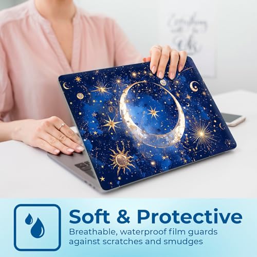 Reusable Universal Laptop Skin Sticker, Cut to Fit for 11.6–15.6 Inch Laptops, Waterproof Protective Film, No-Residue - Celestial Moon and Stars - color: Celestial Moon and Stars