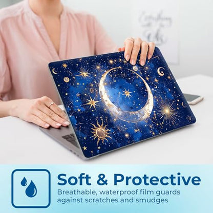 Reusable Universal Laptop Skin Sticker, Cut to Fit for 11.6–15.6 Inch Laptops, Waterproof Protective Film, No-Residue - Celestial Moon and Stars - color: Celestial Moon and Stars