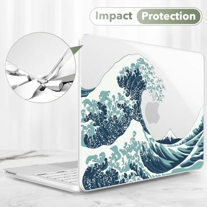 May Chen Compatible with MacBook Neo 13 inch Case 2026 Model A3404, Plastic Hard Shell,Keyboard Cover,Screen Protector,Dust Plug, for MacBook Neo 13" with A18 Pro Chip, Great Wave - color: Great Wave
