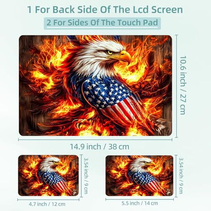 Universal Laptop Skin Decal, 3-Piece Vinyl Protector for 12 13 14 15.6" Notebook, Waterproof Anti-Scratch, Easy Trim & Bubble-Free Finish, Eagle Surrounded by Flames - color: Eagle Surrounded by Flames