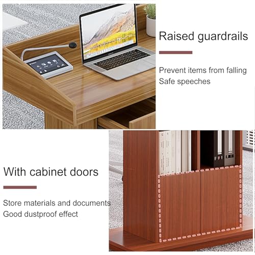 Portable White Floor Standing Podium - Sturdy Wooden Lectern with Large Desktop for Church, Conference, Speech, and Public Speaking - Ideal Presentation Tool