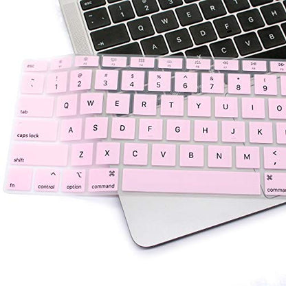 Se7enline Compatible with MacBook New Air 2018/2019/2020/2021/2022/2023/2024 13 inch Keyboard Cover Protector for MacBook Air 13-Inch Touch ID with Retina Display M1 A2337/A2179 US Layout, Light Pink - color: Light Pink