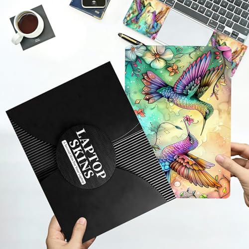 Universal Laptop Skin Sticker with 2 Wrist Pad Decals, 3-Piece Removable Vinyl Laptop Cover, Hummingbirds Flowers Waterproof Anti-Scratch, Easy-Trim Fit for 13.3" 14" 15.6" Laptops - color: Hummingbirds Flowers