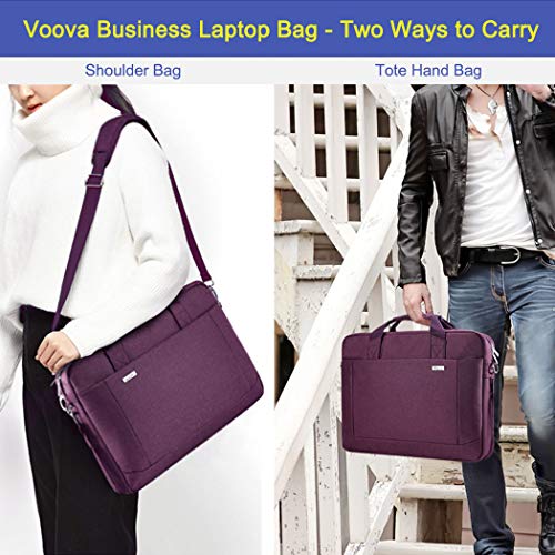 Voova 17.3-17 Inch Laptop Bag, Computer Bag, MacBook Bag, Dark Purple | Expandable splash-proof 17.3-inch laptop messenger bag with removable strap; fits MacBook, HP, Dell, Lenovo and Asus - color: Purple, size: 17-17.3 Inch