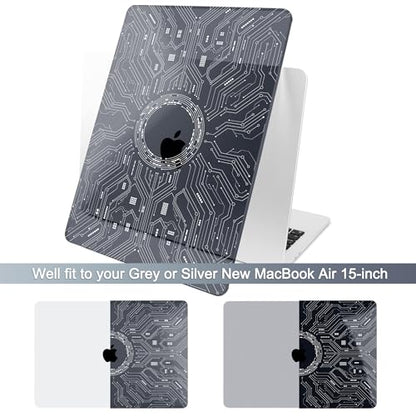 Batianda AstroGrid Case for MacBook Air 13.6" M2-M5 Chip, Circuit Board | 4-in-1 set with circuit board tech design, ultra slim hard shell protection for tech lovers, students and engineers - color: Circuit Board
