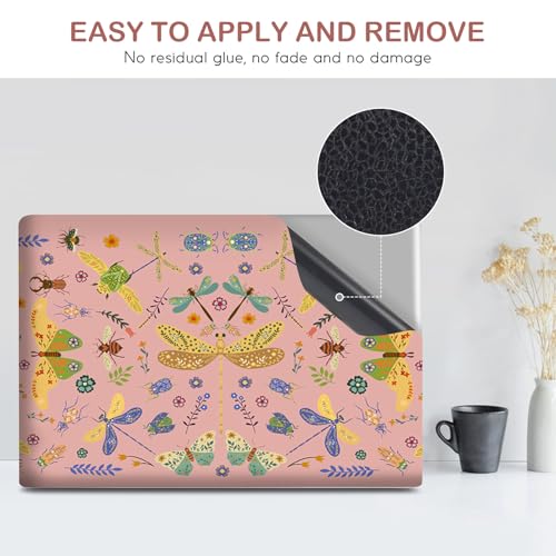 DINKY Laptop Skin Sticker Decal 15.6" 15.4" 12" 13" 13.3" 14" 15 inch Laptop Universal Vinyl Skin Stickers Cover Art Decal Notebook PC Personalized Protector, Pink Dragonfly - color: Pink Dragonfly