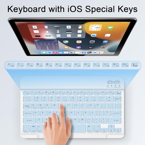 Wireless Keyboard and Mouse Combo, Rechargeable Bluetooth Keyboard & Mouse with 2.4 GHz Wireless USB Receiver, Compatible with iPad, Smartphone, PC, Laptop, Windows/iOS/Android, Blue - color: Blue+Mouse