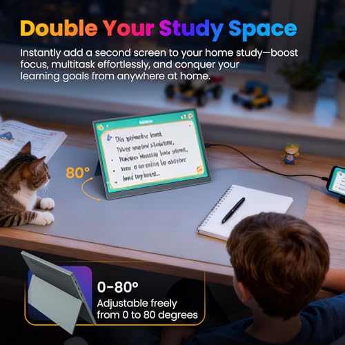 Portable Monitor 10.5 inch 1280P 420 Nits100% sRGB Ultra-Slim Travel Monitor, HDR 16:10 Display with Adjustable Stand &Speakers USB-C HDMI, External Monitor for Laptop PC Phone - size: 10.5 inch