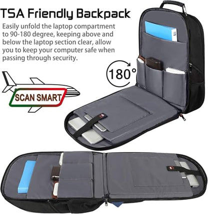 18.4 Laptop Backpack Men Women, Blue 55-60L Large Laptops Backpack | TSA Friendly Flight Approved and RFID Anti-theft Pocket, Water Resistant Suiltable for Traveling, Men Backpack Large Capacity - color: Black-blue, size: 18inch(21.5*16.3*9.9")