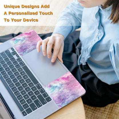 Universal Laptop Skin Sticker with 2 Wrist Pad Decals, 3-Piece Removable Vinyl Laptop Cover, Purple Pink Waterproof Anti-Scratch, Easy-Trim Fit for 13.3" 14" 15.6" Laptops - color: Purple Pink