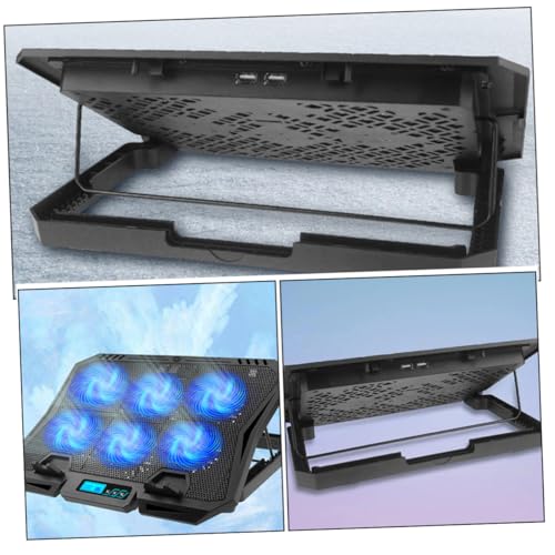 Laptop Cooling Pad 15.6 Inch with 6 Fans, Quiet USB Powered Laptop Cooler Stand for Gaming and Office Use, Adjustable Speed Blue LED Fan Cooling Base