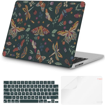 iCasso for M5 MacBook Air 13 inch Case 2026 2025-2022 M4 M3 M2 Model A3449 A3240 A3113 A2681, Sturdy Protective Hard Shell Case for Mac Air 13.6", Keyboard Cover + Screen Protector,Green Butterfly - color: Butterfly Green