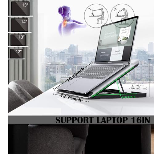 16inch Single Fan Lap Chill Mat - Aluminum Panel Laptop Cooling Pad, Heat Protection Laptop Cooler, Adjustable Foldable Long Stand, Fans Switch with dimmable-Speed, USB-A Connection Laptop Fan - color: Silver 1Fan 16inch