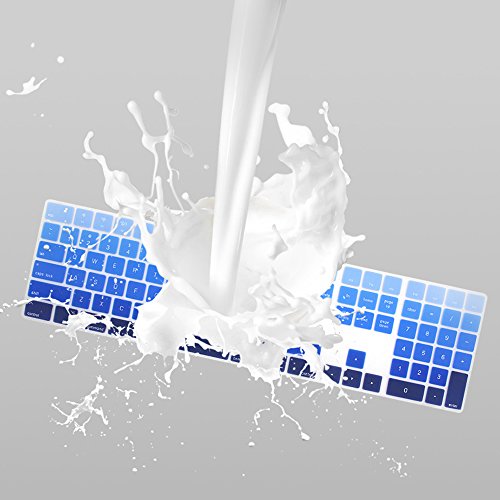 Ultra Thin Silicone Full Size Wireless Numeric Keyboard Cover Skin for Mac 2017 Magic Keyboard with Numeric Keypad MQ052LL/A A1843 US Layout,Ombre Blue - color: Ombre Blue