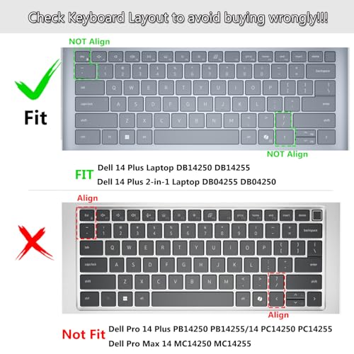 Keyboard Cover Compatible with Dell 14 Plus Laptop DB14250 DB14255 14 inch, Dell 14 Plus 2-in-1 Laptop DB04255 DB04250 Keyboard Skin Protector - Black - color: Black