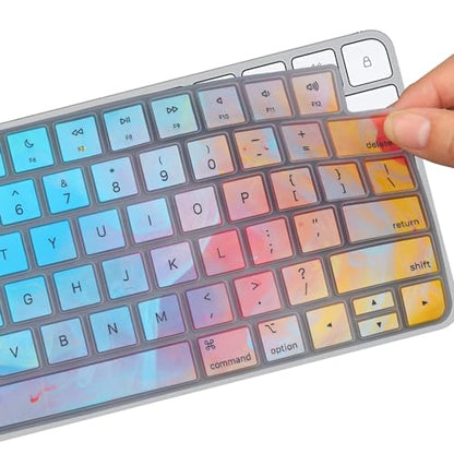 Colorful Keyboard Cover Skin for Apple Magic Keyboard A2449 A2450 MK293LL/A MK2A3LL/A, 2024/2023/2021 iMac All-in-One Desktop Keyboard, iMac 24 Inch with M4 /M3 /M1 Chip with Touch ID, US Layout - color: Colorful