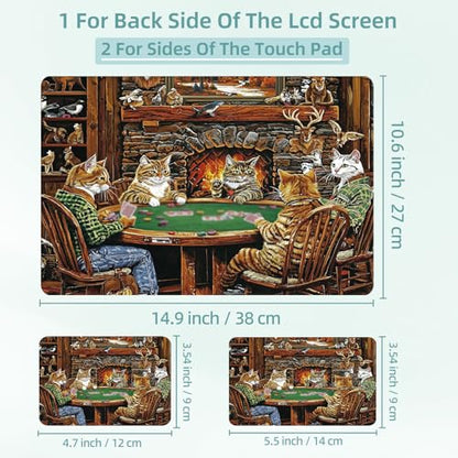 Universal Laptop Skin Decal, 3-Piece Vinyl Protector for 12 13 14 15.6" Notebook, Waterproof Anti-Scratch, Easy Trim & Bubble-Free Finish, Group of Cats Playing Poker - color: Group of Cats Playing Poker