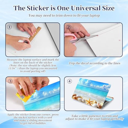 Universal Laptop Protective Skin,Trim-to-Fit Vinyl Sticker for 13–16 Inch Laptop,MacBook,Tablet & Notebook,Scratch-Proof Waterproof Cover,Beach Seashells Starfish - color: Beach Seashells Starfish