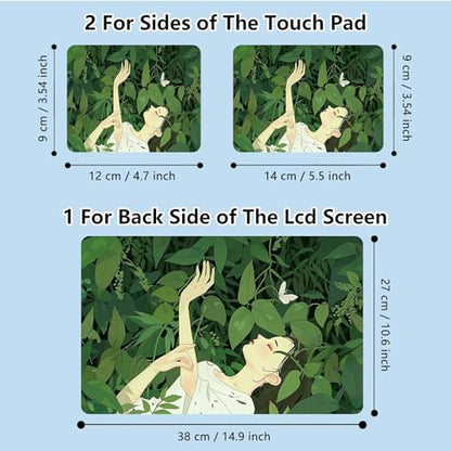 Universal Laptop Skin Sticker with 2 Wrist Pad Skins, Waterproof Scratch Resistant Vinyl Laptop Cover Decal, Cut to Fit for 11–15.6 Inch MacBook HP Dell Lenovo, Green Plant Girl - color: Green Plant Girl