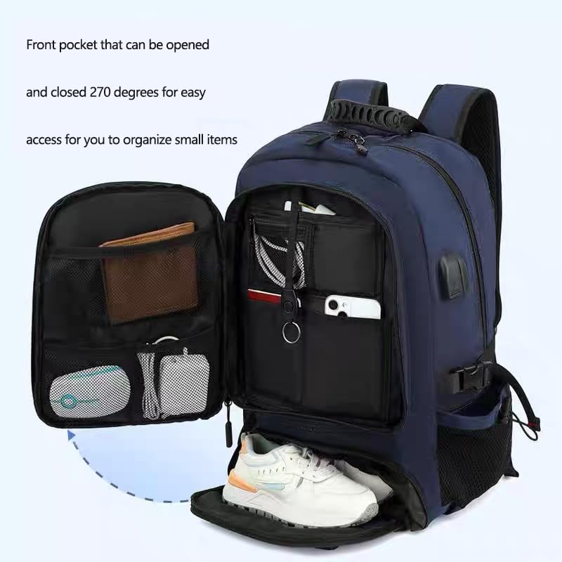 Travel laptop backpack, Extra Large 60L Traveling College Backpack,Large Capacity Backpack for Men Women,Fits 17 Inch Computer, USB Charging Port, Blue - color: 60l Blue