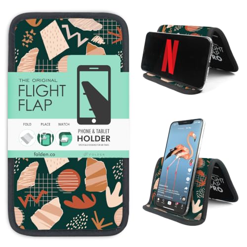 Airplane Phone Holder - Foldable Phone Stand for Plane Travel | Aluminum Build, 9 x 5 in. Boho Green, Tabletop Mount Desk, Plane Tray Seat back, Treadmill, Fits iPhone Cell Phone - color: Boho Green, size: Large