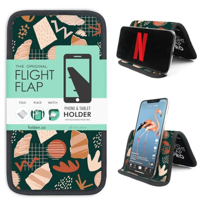 Airplane Phone Holder - Foldable Phone Stand for Plane Travel | Aluminum Build, 9 x 5 in. Boho Green, Tabletop Mount Desk, Plane Tray Seat back, Treadmill, Fits iPhone Cell Phone - color: Boho Green, size: Large
