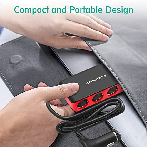 AUOPLUS 120W 3 Socket Cigarette Lighter Splitter Car Charger Adapter, LED Voltage Display Dual 4 USB Chargers(6.8A), Car Charger On/Off Switches 12V for iPhone iPad Samsung GPS Dashcam | LED Voltage Display Dual 4 USB Chargers(6.8A), Car Charger On/Off Sw