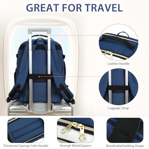 KROSER Laptop Backpack Computer Backpack 17 Inch Men-Beige/Haze Blue/Black | 40L Large Laptop Water-Repellent Travel Backpack Casual Daypack for Business/College/Women - color: Beige/Haze Blue/Black