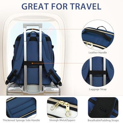 KROSER Laptop Backpack Computer Backpack 17 Inch Men-Beige/Haze Blue/Black | 40L Large Laptop Water-Repellent Travel Backpack Casual Daypack for Business/College/Women - color: Beige/Haze Blue/Black