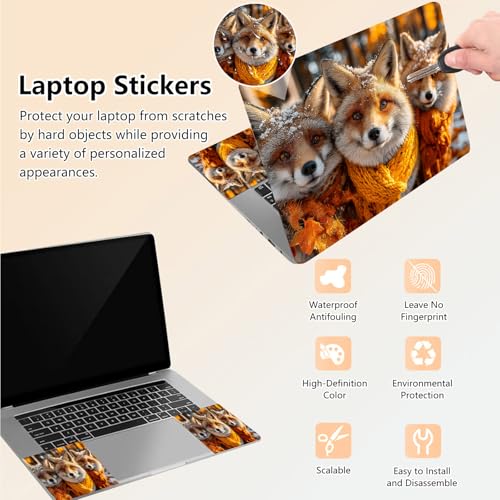 Laptop Skin Sticker Decal 15.6 Inch,12 13 13.3 14 15 15.6 in Laptop Netbook Skins for Notebook,Art Decal Removable Waterproof Scratch Resistant,Universal Vinyl Cover,Cute Fox Winter - color: Cute Fox Winter