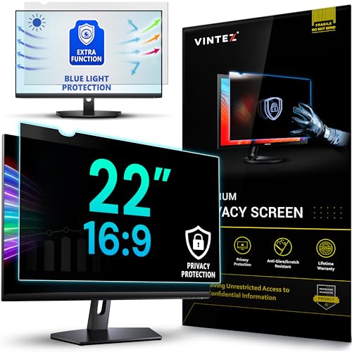 22 Inch 16:9 Privacy Screen for Computer Monitor and Laptop - Anti Glare Protector Film Blue Light Filter Eye Protection - Computer Screen Privacy Shield, [1 Pack] - size: [1 Pack] 22" DIAGONAL (16:9)