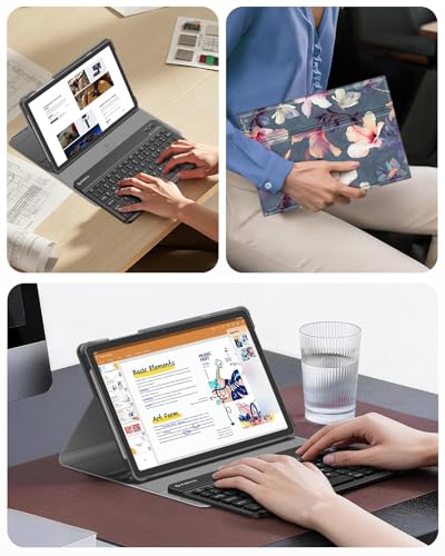FINTIE Keyboard Case for Samsung Galaxy Tab A11 Plus/A9 Plus 11'', Hibiscus | 3 Viewing Angles, Detachable Bluetooth Keyboard, Rechargeable Battery, Dual Protection, Work Study Travel Use - color: hibiscus
