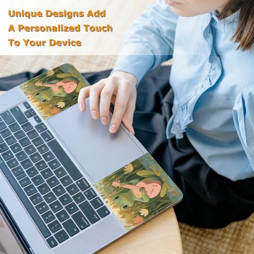 Universal Laptop Skin Sticker with 2 Wrist Pad Decals, 3-Piece Removable Vinyl Laptop Cover, Frog Guitar Waterproof Anti-Scratch, Easy-Trim Fit for 13.3" 14" 15.6" Laptops - color: Frog Guitar