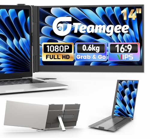 Teamgee 14” Laptop Screen Extender, FHD 1080P Portable Monitor, Ultra-Thin & Lightweight Second Display for Travel, Work, and Gaming, Plug & Play for Mac/Windows/Android/Dex - size: Dual 14" Ultra Slim