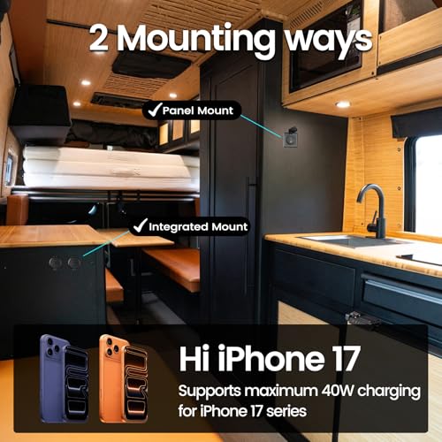 RV Dual USB Outlet, 65W PD 3.0 USB-C & 18W USB-A Charging Station, 12V USB Power Port for Laptops Tablets Drones, Aluminum Car Charger w/Black Bezel for Boat Camper Van Trailer - color: A+C/1 PACK