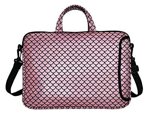 15.6-Inch Laptop Shoulder Carrying Bag Case Sleeve For 14" 15" 15.6 inch Macbook/Notebook/Ultrabook/Chromebook, Mermaid Scale - color: Pink