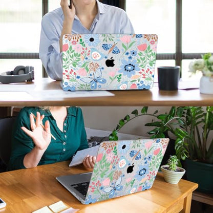 for MacBook Air 15 inch Case 2026-2023 Release M5 A3448 M4 A3241 M3 A3114 M2 A2941 Liquid Retina Display, Hard Shell Case with Keyboard Cover+Screen Film+Trackpad Film,Flower Butterfly - color: Flower & Butterfly