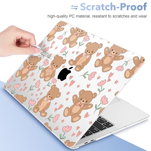 May Chen Case for MacBook Pro 13 inch M2 2023,2022,2021,2020 A2338 M1 A2251 A2289, Plastic Hard Shell Cover for MacBook Pro 13" with Touch Bar Fits Touch ID, Cute Teddy Bear - color: Cute teddy bear