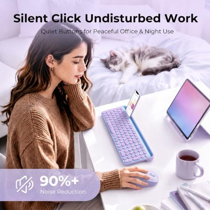 seenda Wireless Trackball Mouse, Ergonomic Bluetooth Mouse,Light Purple | USB-C rechargeable, 3-device Bluetooth+2.4G USB, thumb control, 5-level DPI and space-saving comfort for laptop, PC and Mac. - color: Light Purple